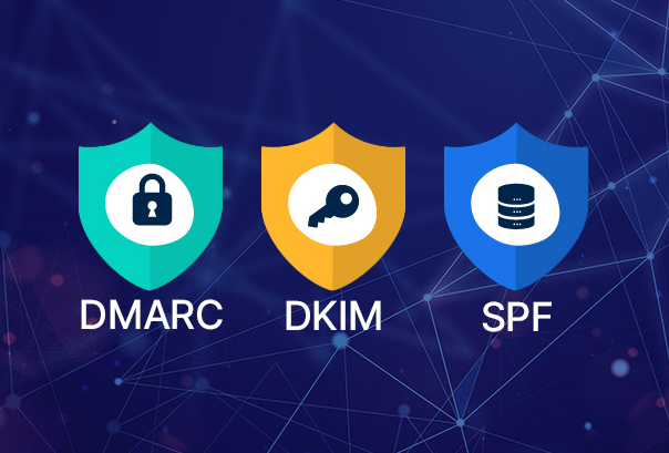 Graphic showing DMARC, DKIM, and SPF